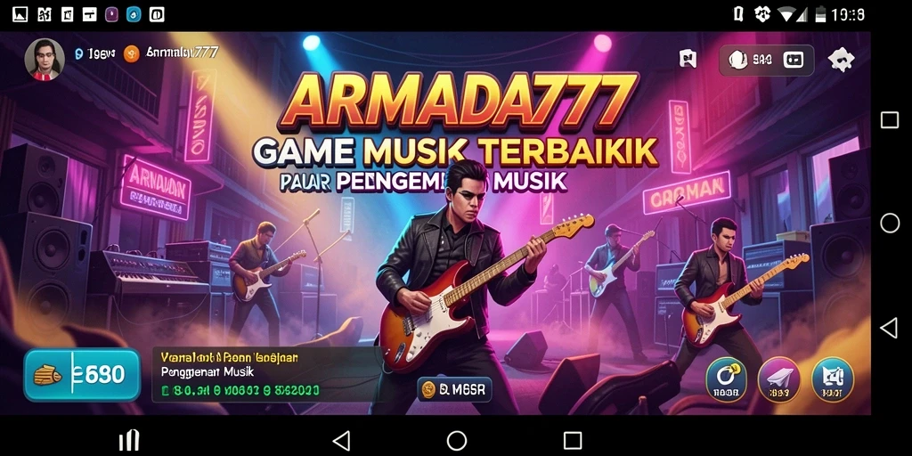 Tampilan gameplay <strong>ARMADA777</strong> dengan berbagai lagu menarik dan fitur interaktif.