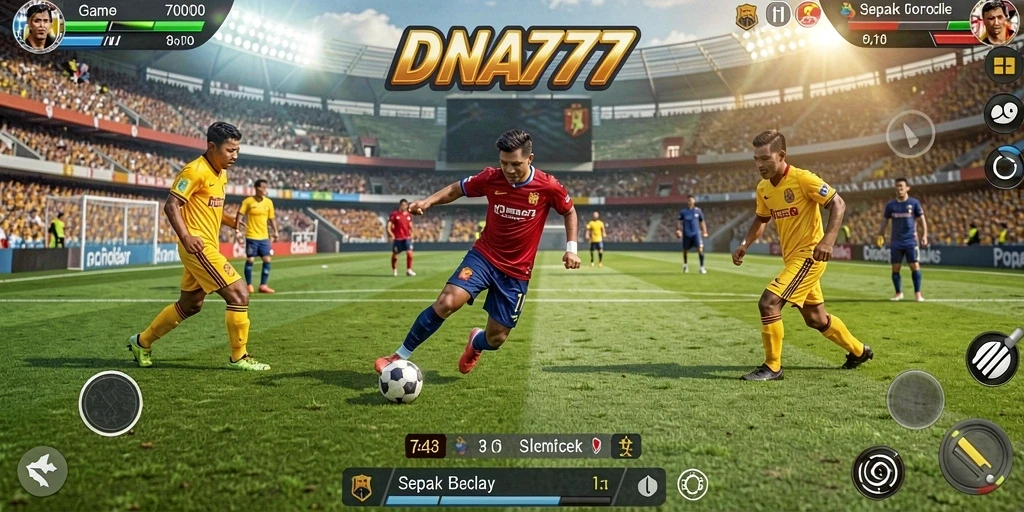 Gameplay mendebarkan dari DNA777 dengan aksi sepak bola intens.