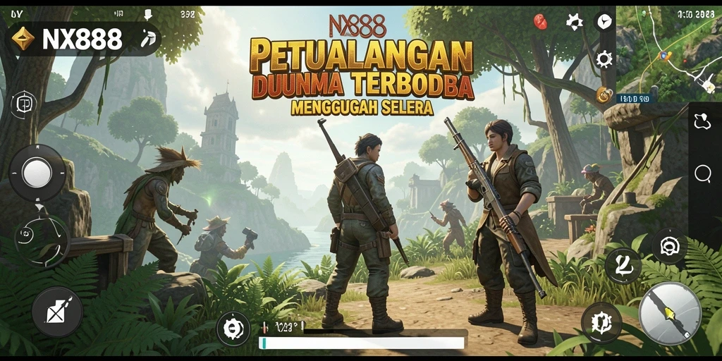 Tangkapan layar menampilkan petualangan seru di dunia terbuka NX888.
