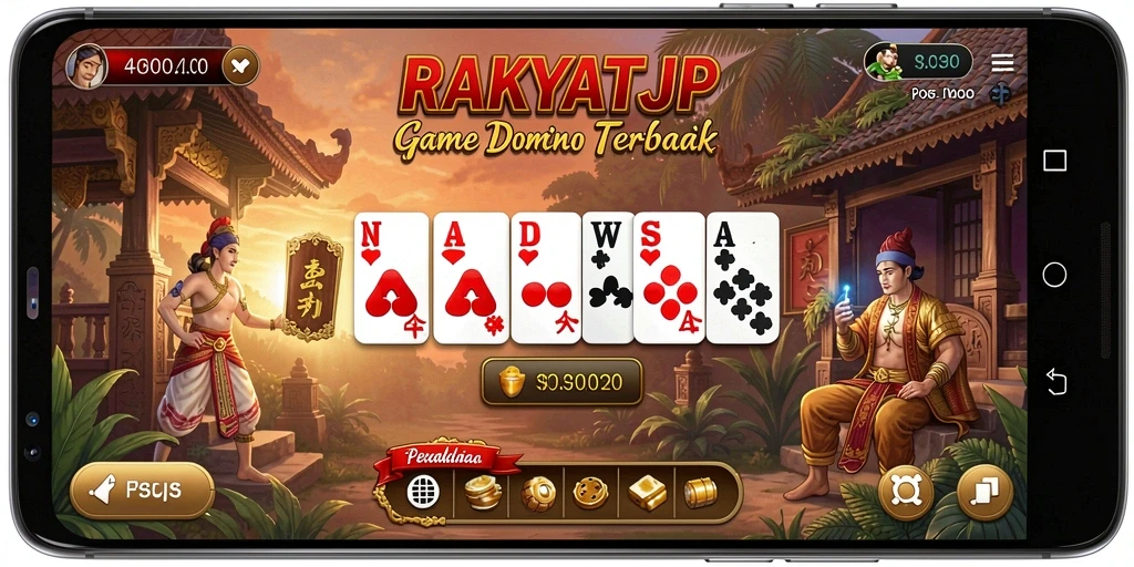 Screenshot gameplay RAKYATJP yang menampilkan momen seru bermain Domino.