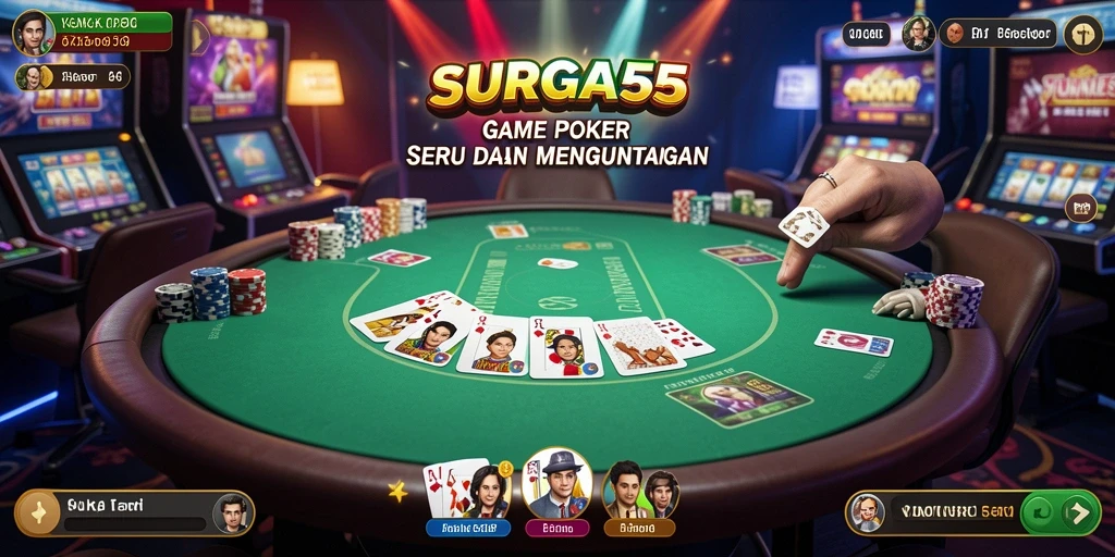 Gameplay seru SURGA55 dengan interaksi antar pemain poker.
